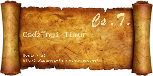 Csányi Timur névjegykártya