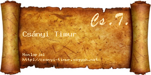 Csányi Timur névjegykártya